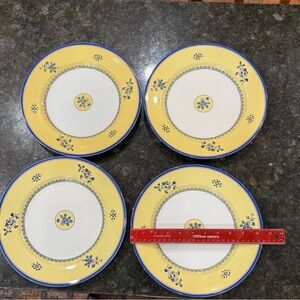 Spode Yellow and Blue Albany Dinner Plates (4 available)